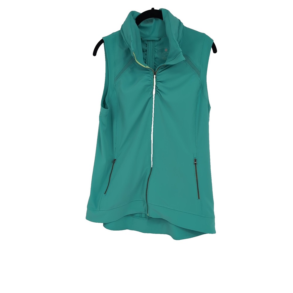 Tangerine Activewear Women Aqua Blue Full Zip Hooded Vest Large FW9741C829/3